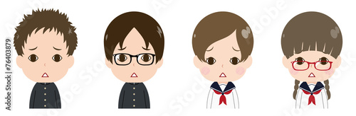 学生　顔　セット　疑う