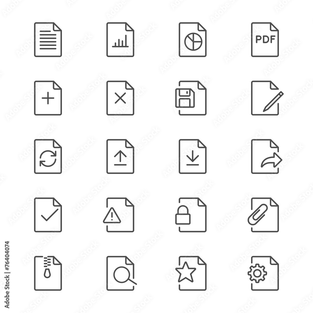 Document thin icons
