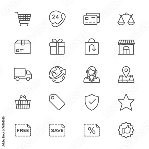 E-commerce thin icons