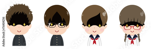 学生　顔　セット　企む