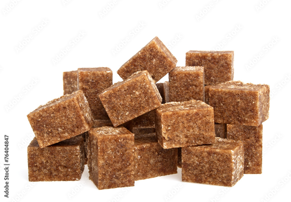 Brown sugar cubes on a white background Brown sugar cubes on a white background