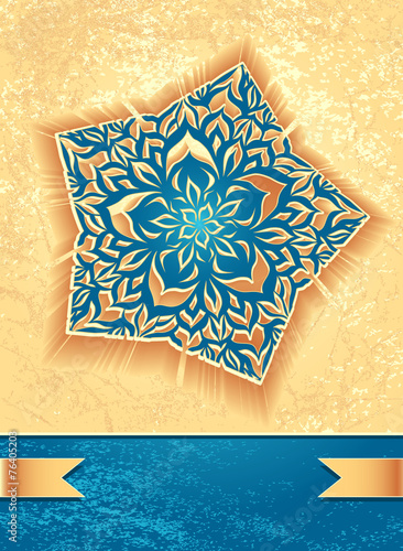 Creative Flyer with abstract flower star in marine beige