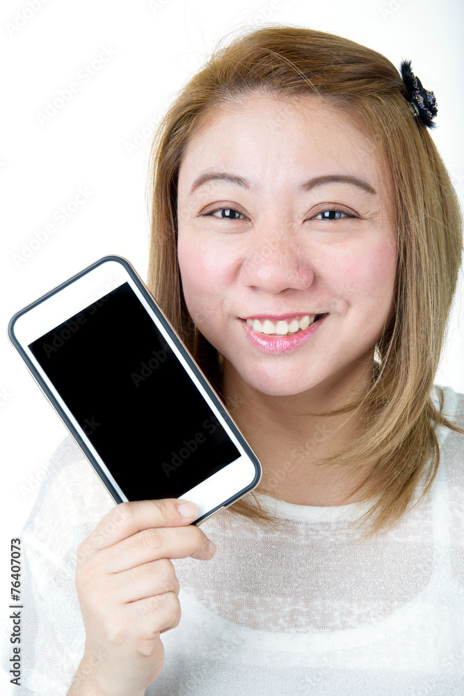 Isolated of Asian female hands holding the phone Isolated of Asian female hands holding the phone