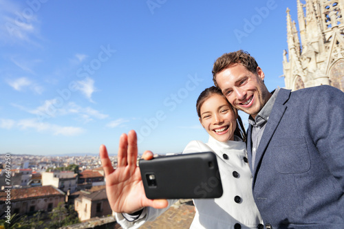 Photography Urban young couple on travel in Barcelona