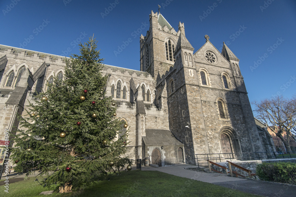 Christ Church Dublin with crhistmas tree