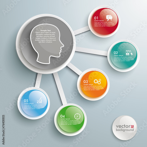 Infographic Big And 5 Small Buttons Head