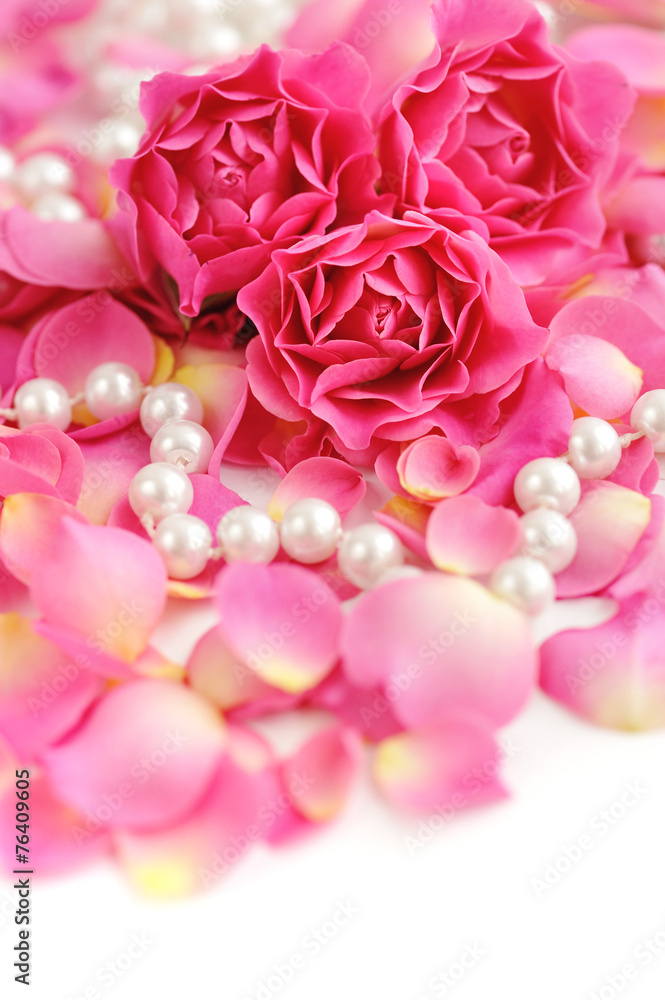 Pink roses and pearls Pink roses and pearls