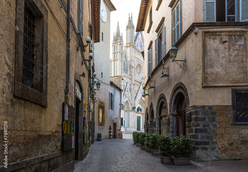 street in ancient town Orvieto  Umbria  Italy