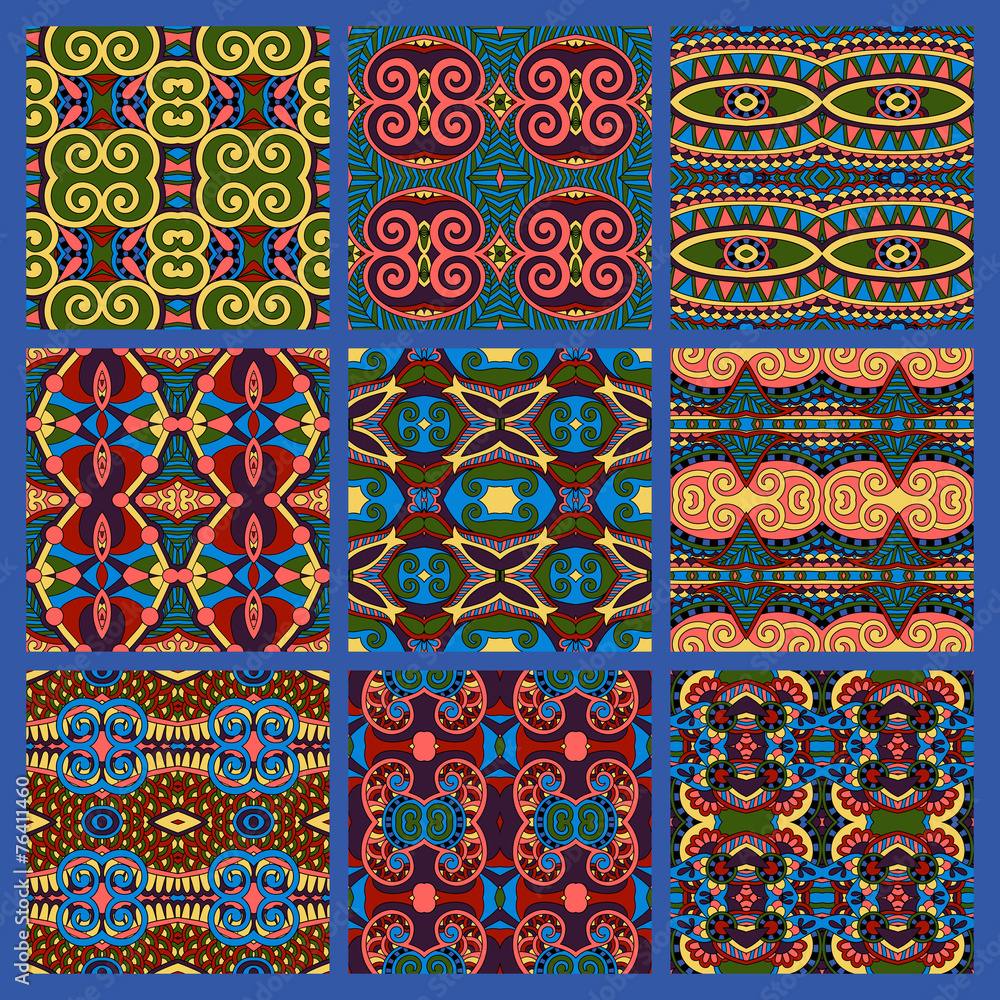 different seamless colored vintage geometric pattern
