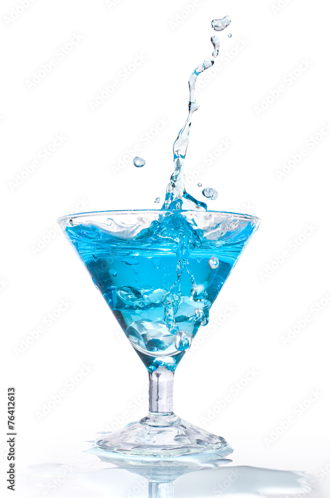 blue cocktail with splash blue cocktail with splash