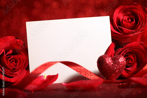 Valentine rose and blank card