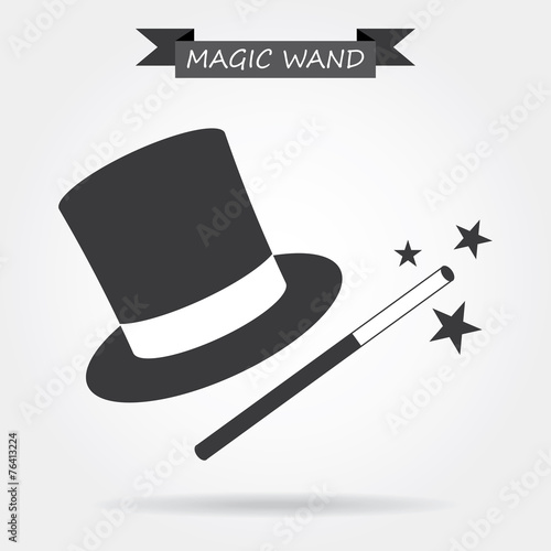 Magic wand and hat icon