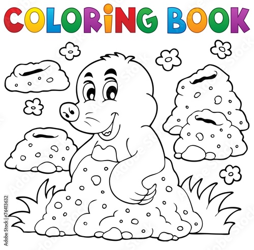 Coloring book with happy mole theme 1