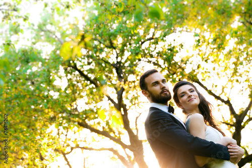 neveta and groom in the spring park