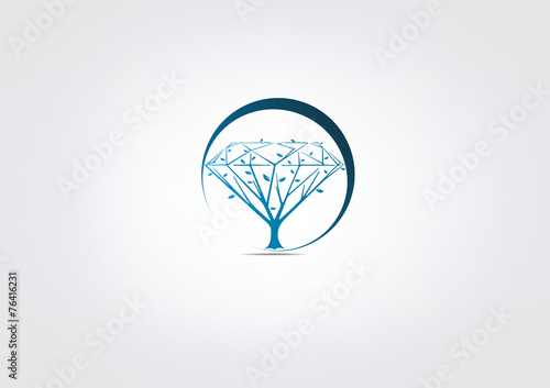 Logo Diamon business Symbol tree icon circle Abstract blue