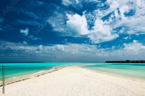 Beautiful beach with sandspit at Maldives