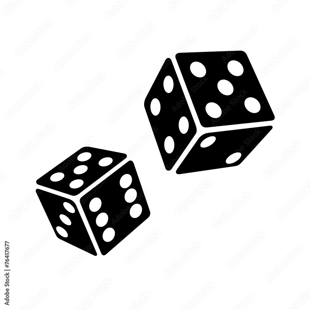 Two Black Dice Cubes on White Background. Vector Two Black Dice Cubes on White Background. Vector