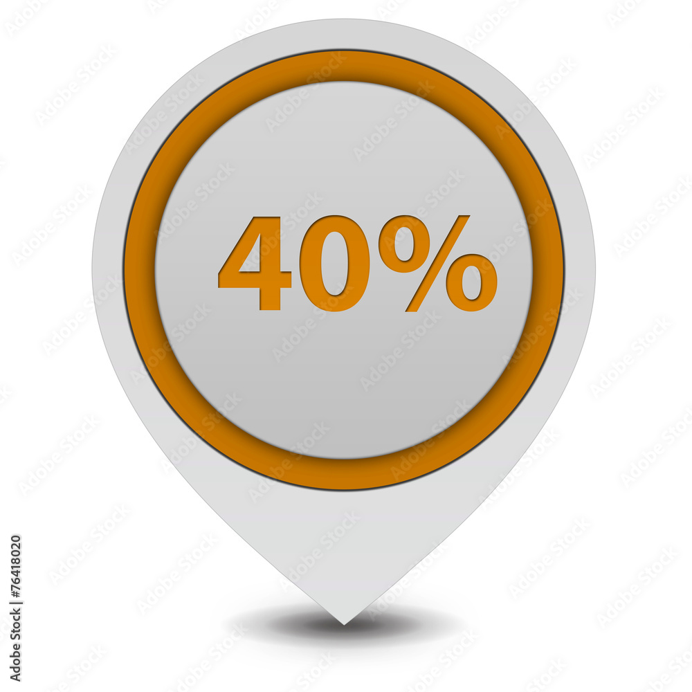 Fourty percent pointer icon on white background Fourty percent pointer icon on white background