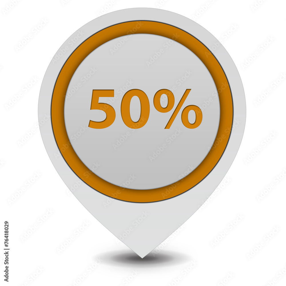 Fivety percent pointer icon on white background Fivety percent pointer icon on white background
