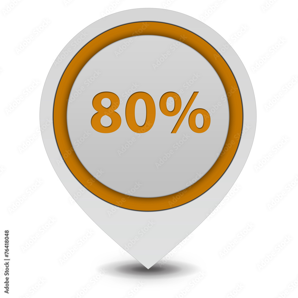 Eighty percent pointer icon on white background Eighty percent pointer icon on white background