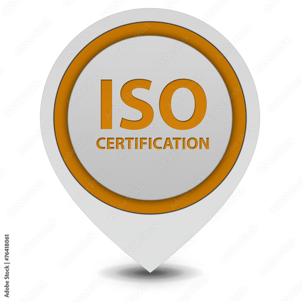 Iso certification pointer icon on white background Iso certification pointer icon on white background
