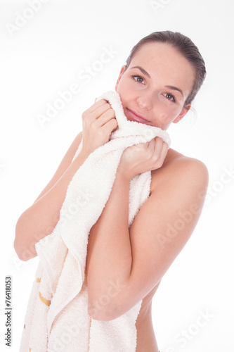 woman with a towel