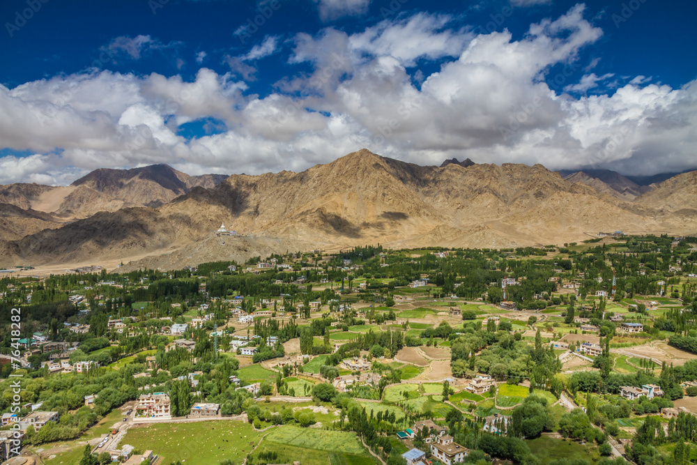 Fototapeta premium Leh city and valley and Himalayas-Leh,Ladakh,India
