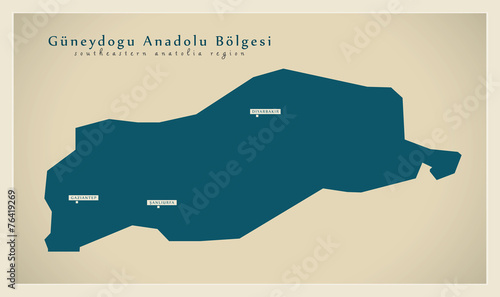 Modern Map - Guneydogu Anadolu TR