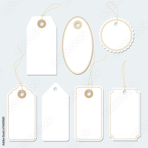 Set of blank paper tags, labels, isolated vector elements