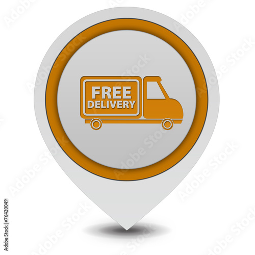 Free delivery pointer icon on white background