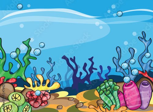 A vector illustration of marine underwater scene