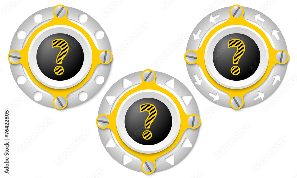 Fototapeta premium Set of three icons with perforated ring and question mark