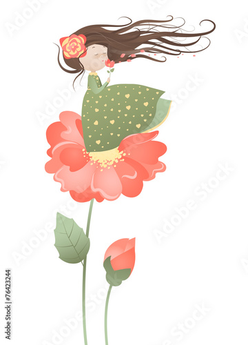 Fototapeta Naklejka Na Ścianę i Meble -  Cute girl with streaming hair