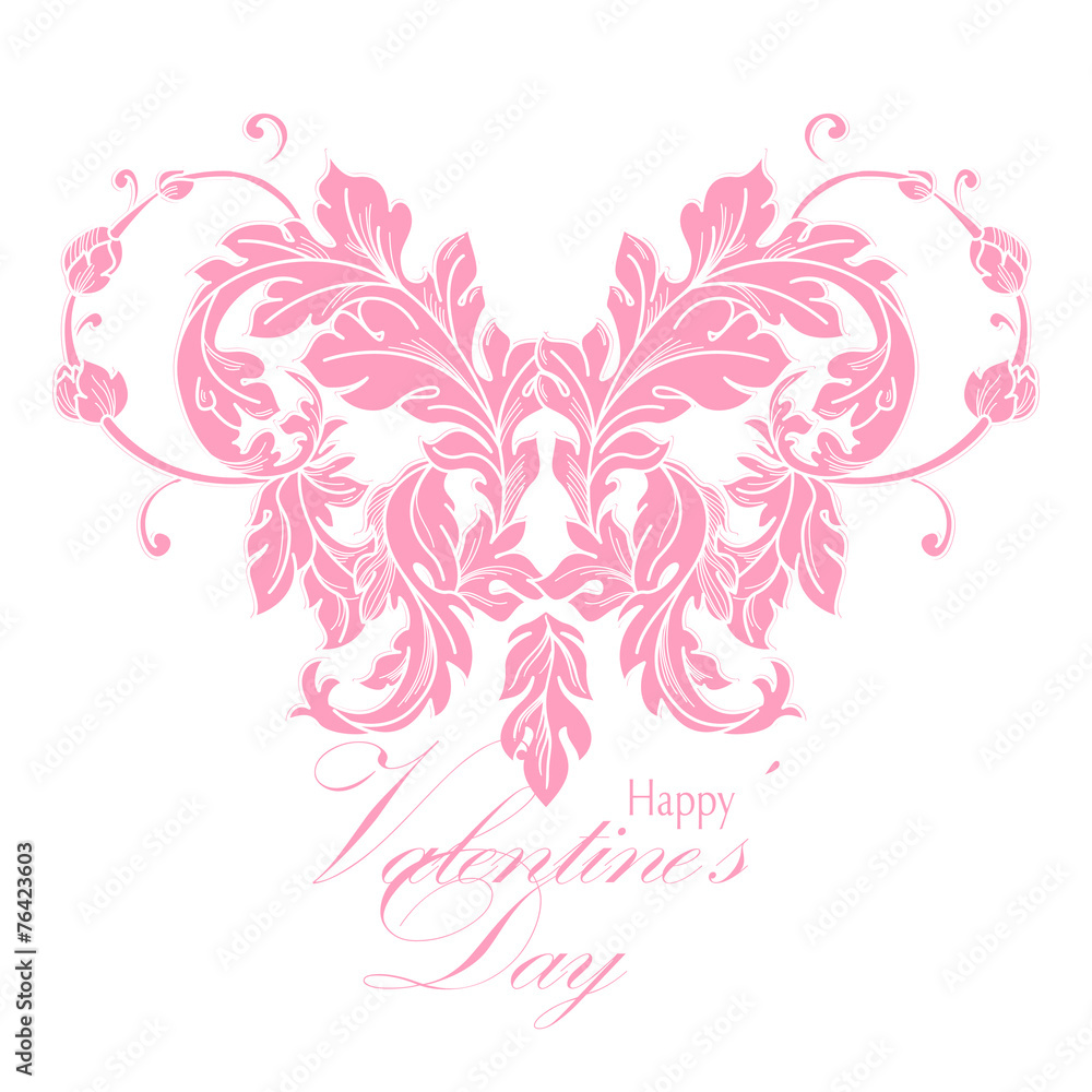 Valentines day greeting card with floral elements Valentines day greeting card with floral elements