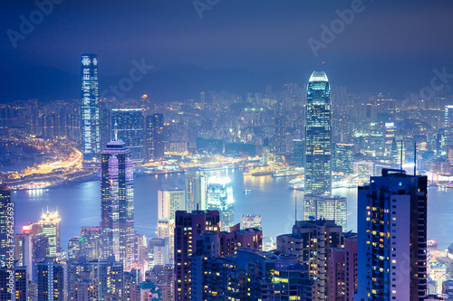 Hong Kong from Victoria Peak at night, Hong Kong.
