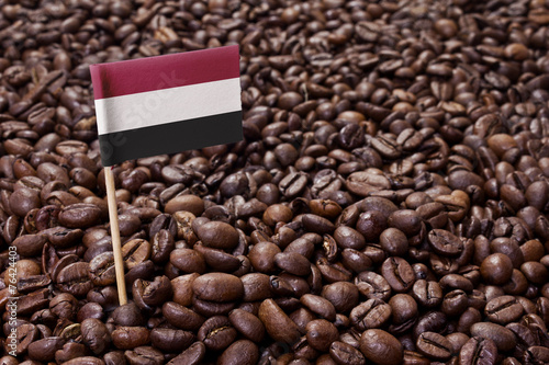 Flag of Yemen sticking in coffee beans. series 