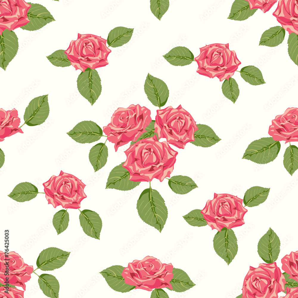 Vintage seamless pattern with roses