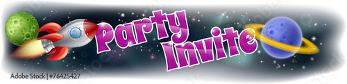 Kids Space Party Invite