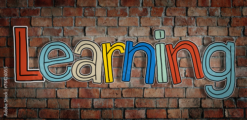 Learning Brick wall Single Word Text Background Clean Concept