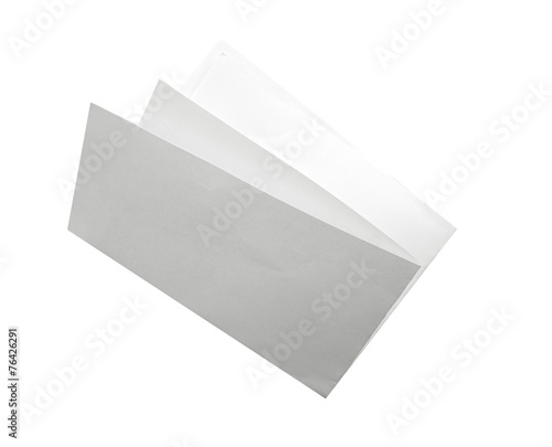 Blank folded flyer isolated on white