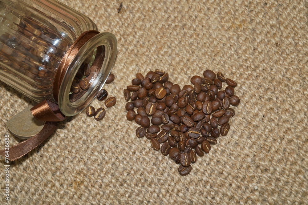 Coffee - Coffee beans in the shape of heart - Valentine's Day Coffee - Coffee beans in the shape of heart - Valentine's Day
