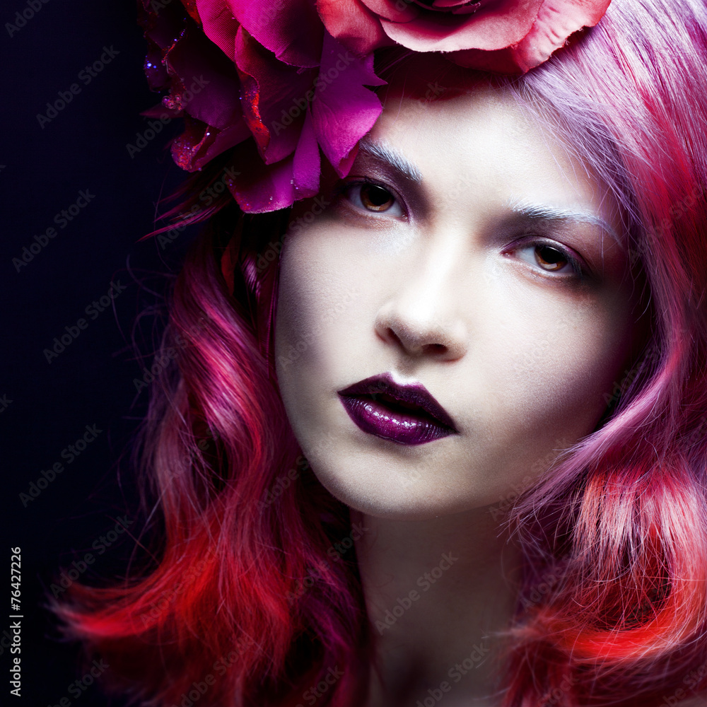 beautiful girl with pink hair beautiful girl with pink hair