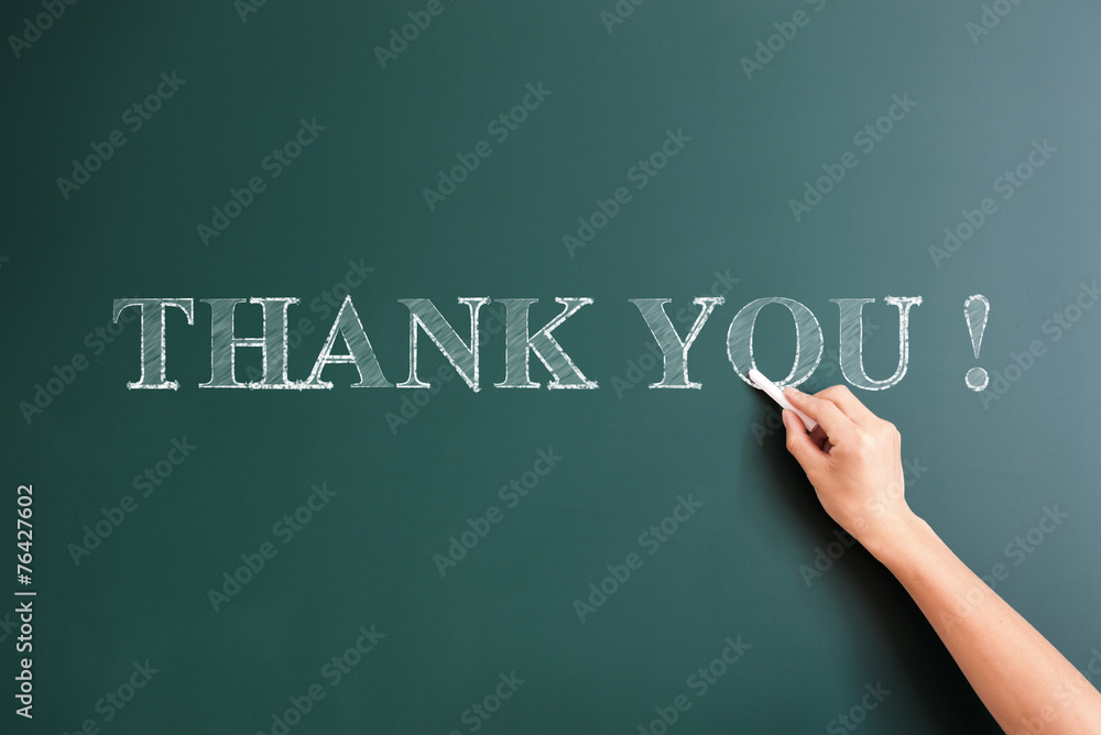 thank you written on blackboard thank you written on blackboard