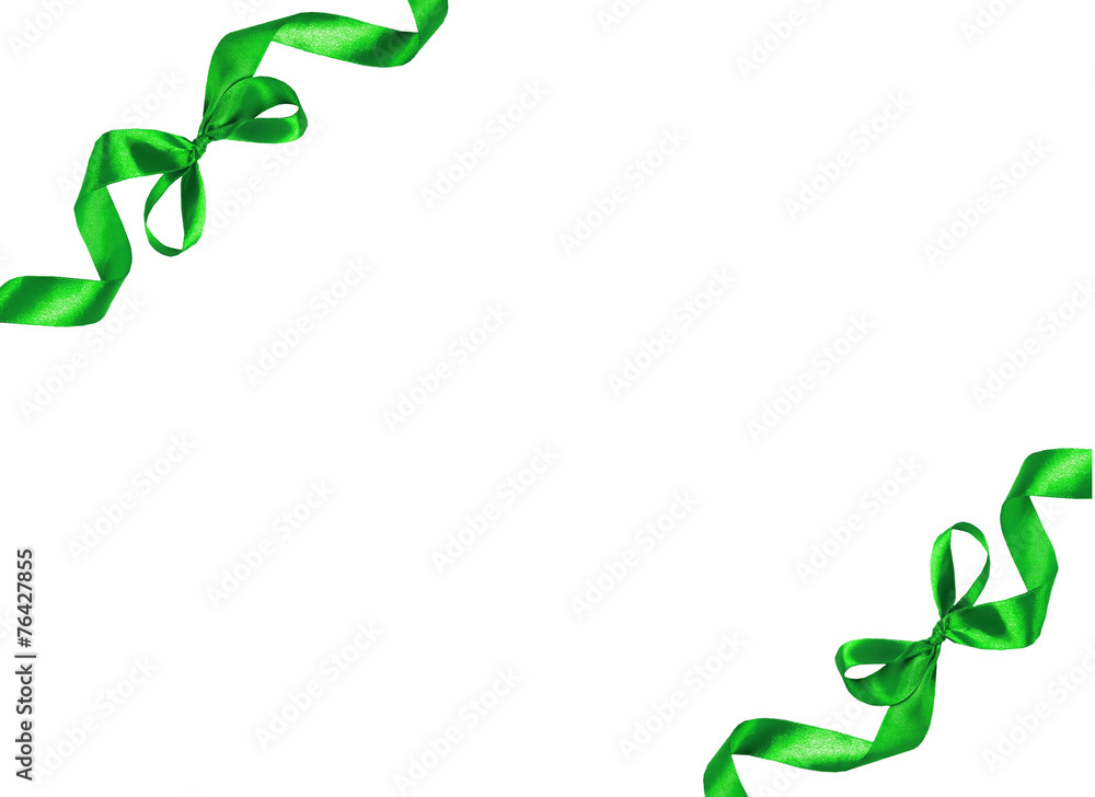 Beautiful green silk ribbon design with bows in the corners Beautiful green silk ribbon design with bows in the corners