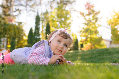 Girl on Grass in Park