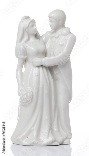 White porcelain marriage doll in White background