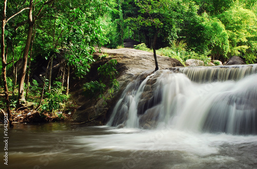 Waterfall with blue stream in the nature Thailand forest