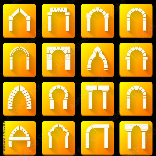 Flat icons vector collection for archway