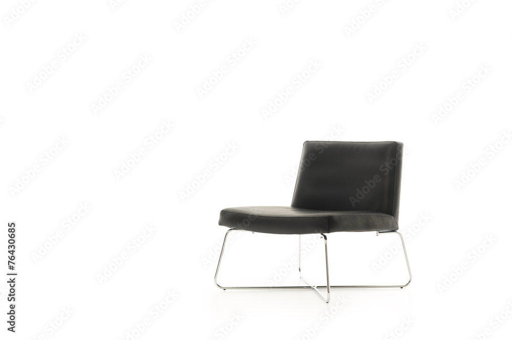 Low profile modern black chair with metal legs Low profile modern black chair with metal legs