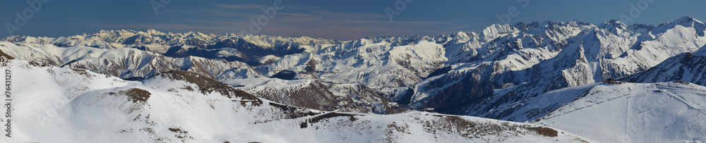 Panorama of Aure Valley in Hautes Pyrenees  from the top